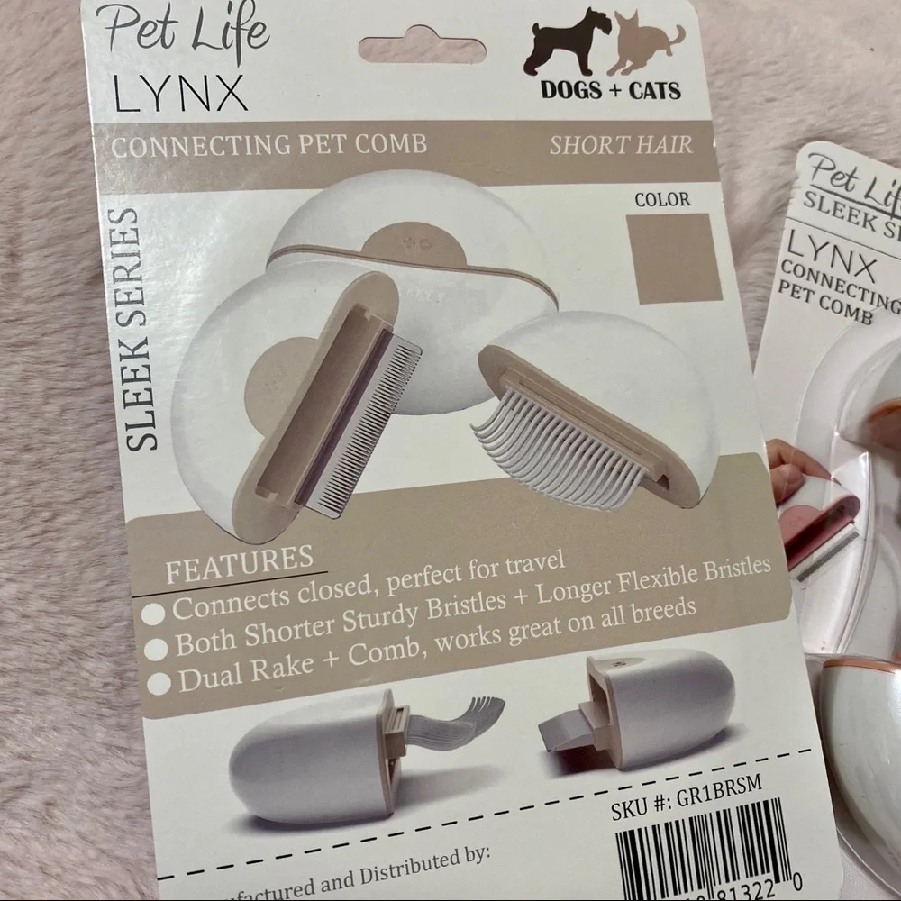 PETLIFE LYNX 2-in-1 Travel Cat or Dog Grooming Comb Deshedder for Pet Lovers